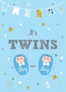 It`s twins. Baby birth announcement card vector design Royalty Free Stock Photo